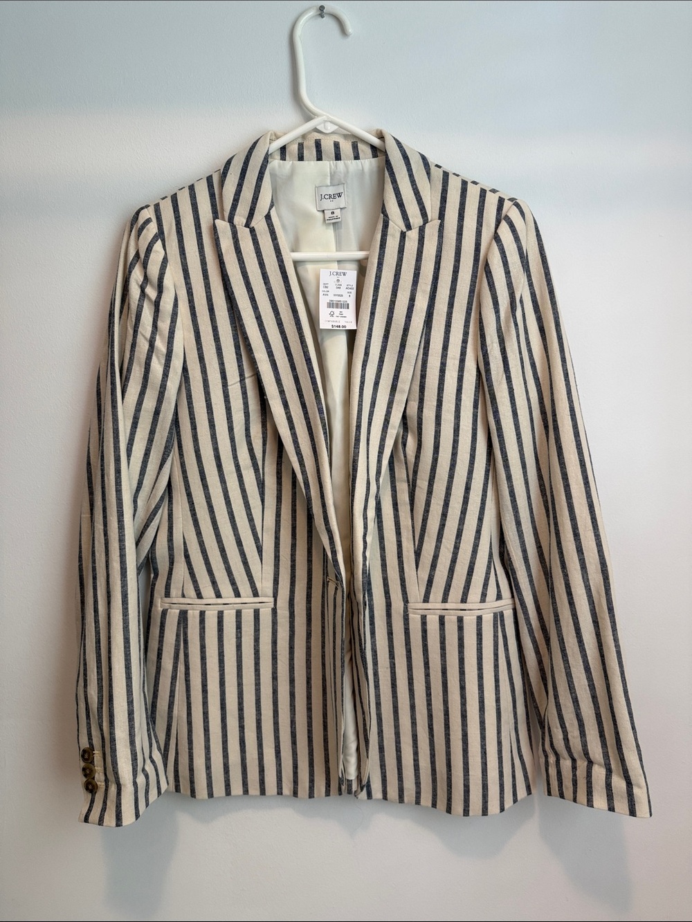 J. Crew Striped Cream and Navy Blazer